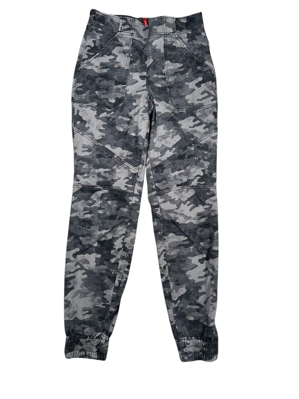 Spanx Twill Cargo Jogger M Gray Camo Stretch Athleisure Utility Pants Streetwear